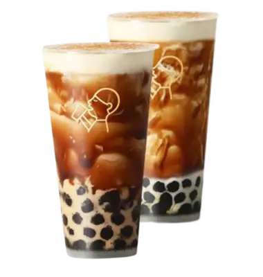 Three HeyTea bobo milk tea drinks featuring brown sugar pearls and creamy layers