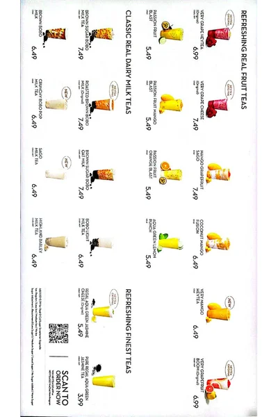 Home Heytea menu card from Japan