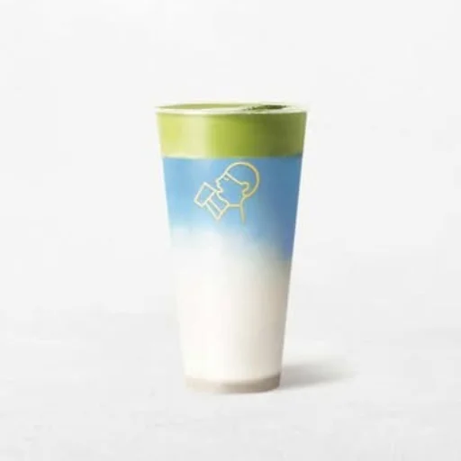 HeyTea Cloud Coconut Blue drink with coconut milk, blue spirulina, and matcha layers
