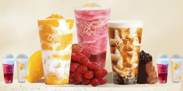 China HeyTea China featured drinks with mango, grape, and brown sugar bobo milk tea